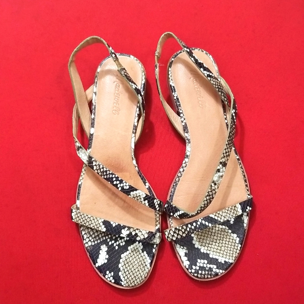Madewell The Heidi Slingback Sandal in Snake Embossed Leather